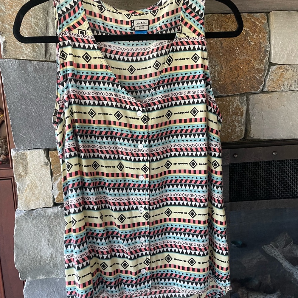 Kavu Multicolor Geometric Pattern Top